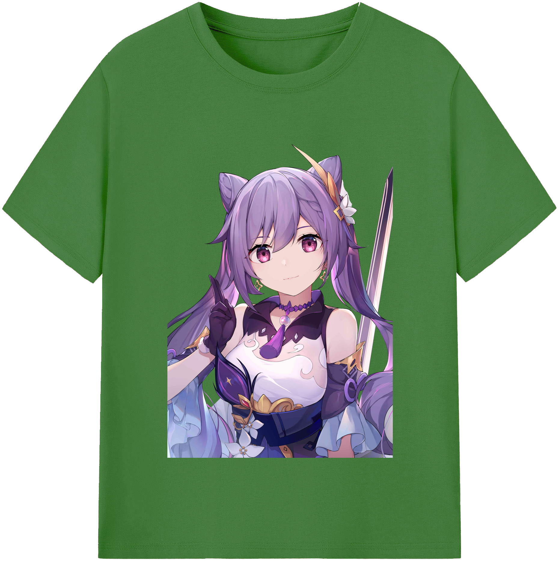 げんし神 刻晴 こくせい genshin Kokusei レディースカジュアルプリントTシャツ（綿100％）